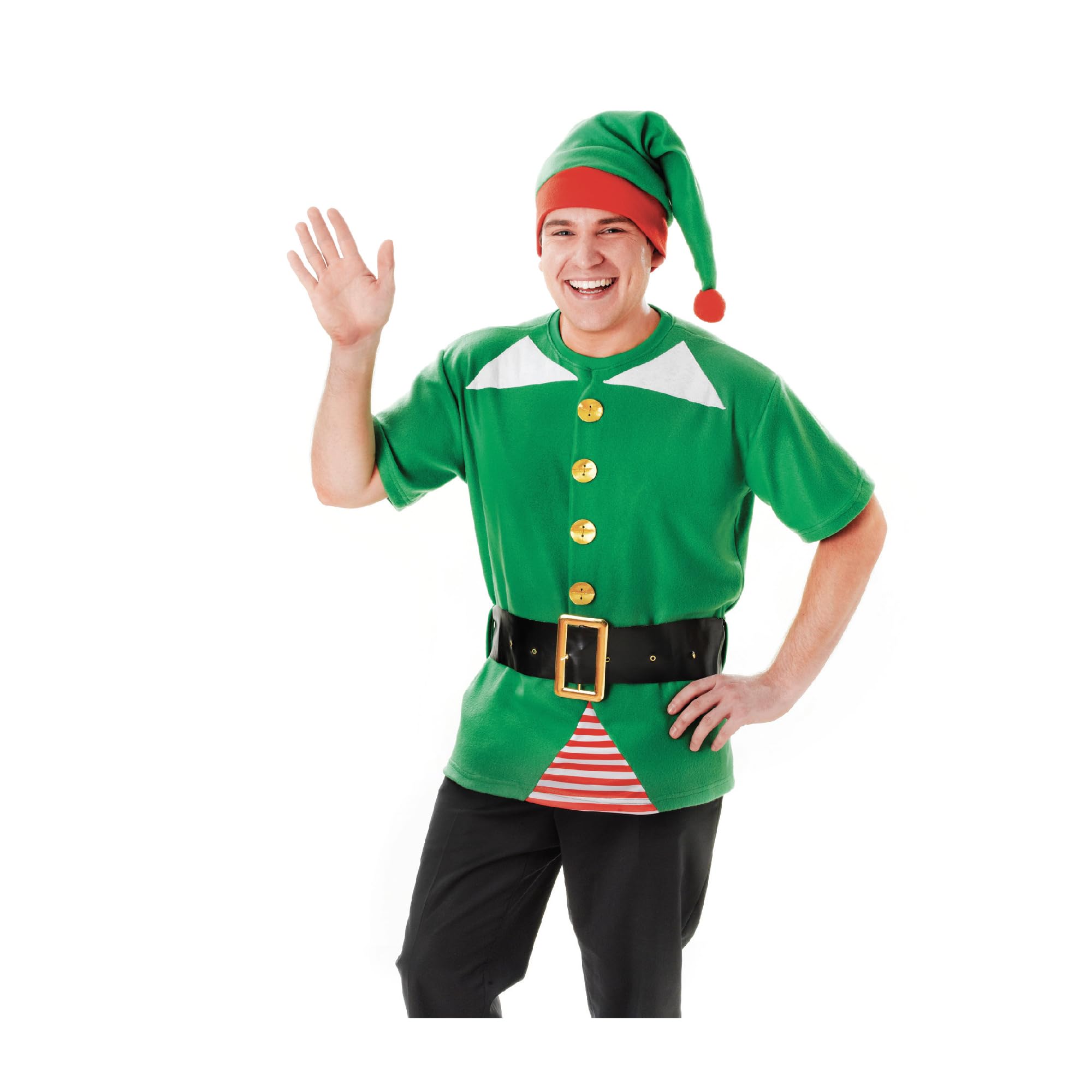Bristol Novelty AC648 Jolly Elf Unisex Costume Kit, Adult, Green, Chest Size 44-Inch Halloween