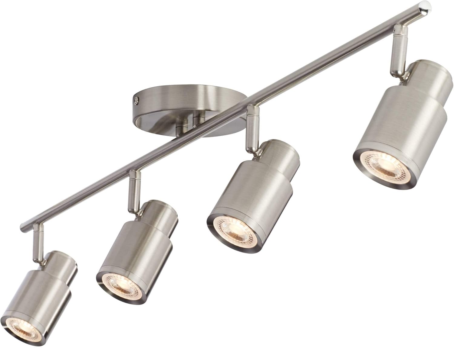 Pro Track Melson 4-Head 8.5 Watt LED Wall or Ceiling Track Light Fixture Kit GU10 Spot-Light Dimmable Directional Silver Brushed Nickel Finish Modern Kitchen Bathroom Living Room Dining 40" Wide