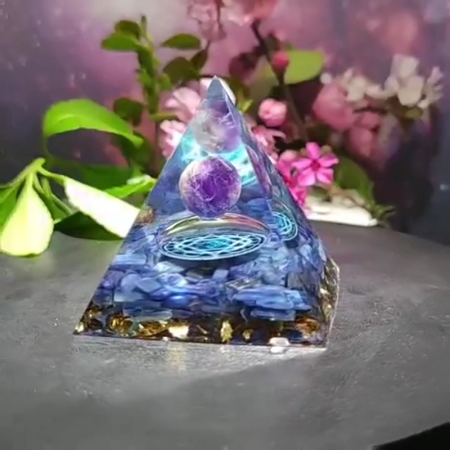 Piramide Orgonite Con Ametista E Albero Della Vita - Per Meditazione, Yoga E Energia Positiva, 6cm - Decorazione Spirituale - Foto 3