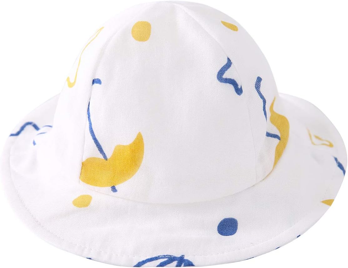 pureborn Brim All Day Sun Protection Hat for Baby Boys and Girls Cotton Bucket Hat Cartoon Yellow Umbrella 3-6 Months