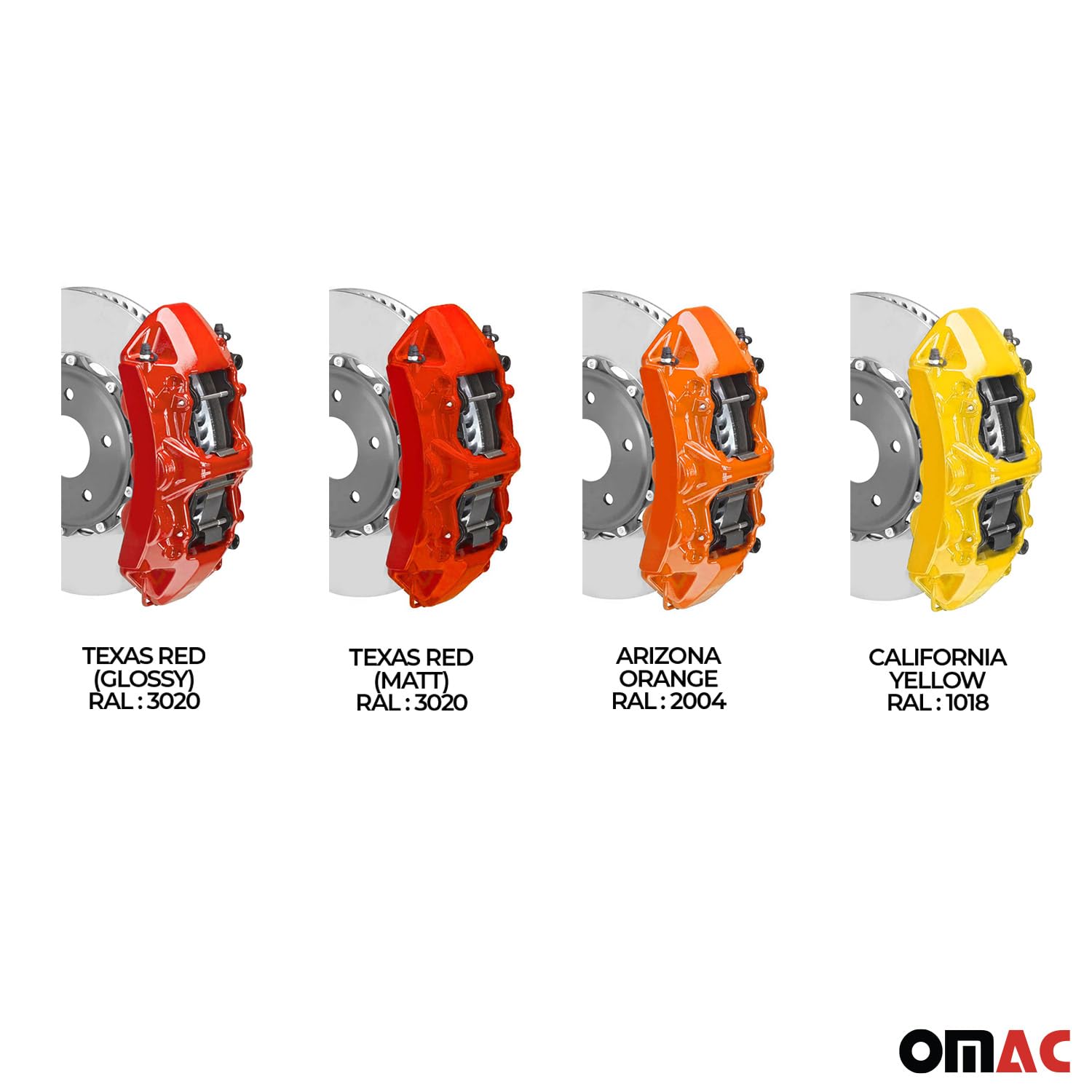 OMAC Bremssattellack Bremssattelfarbe Auto Lack Set | Bremsenreiniger e Il Härtemittel Hitzebeständig Komplettsatz Compatibile con 4 Bremssättel 7-Teiliges