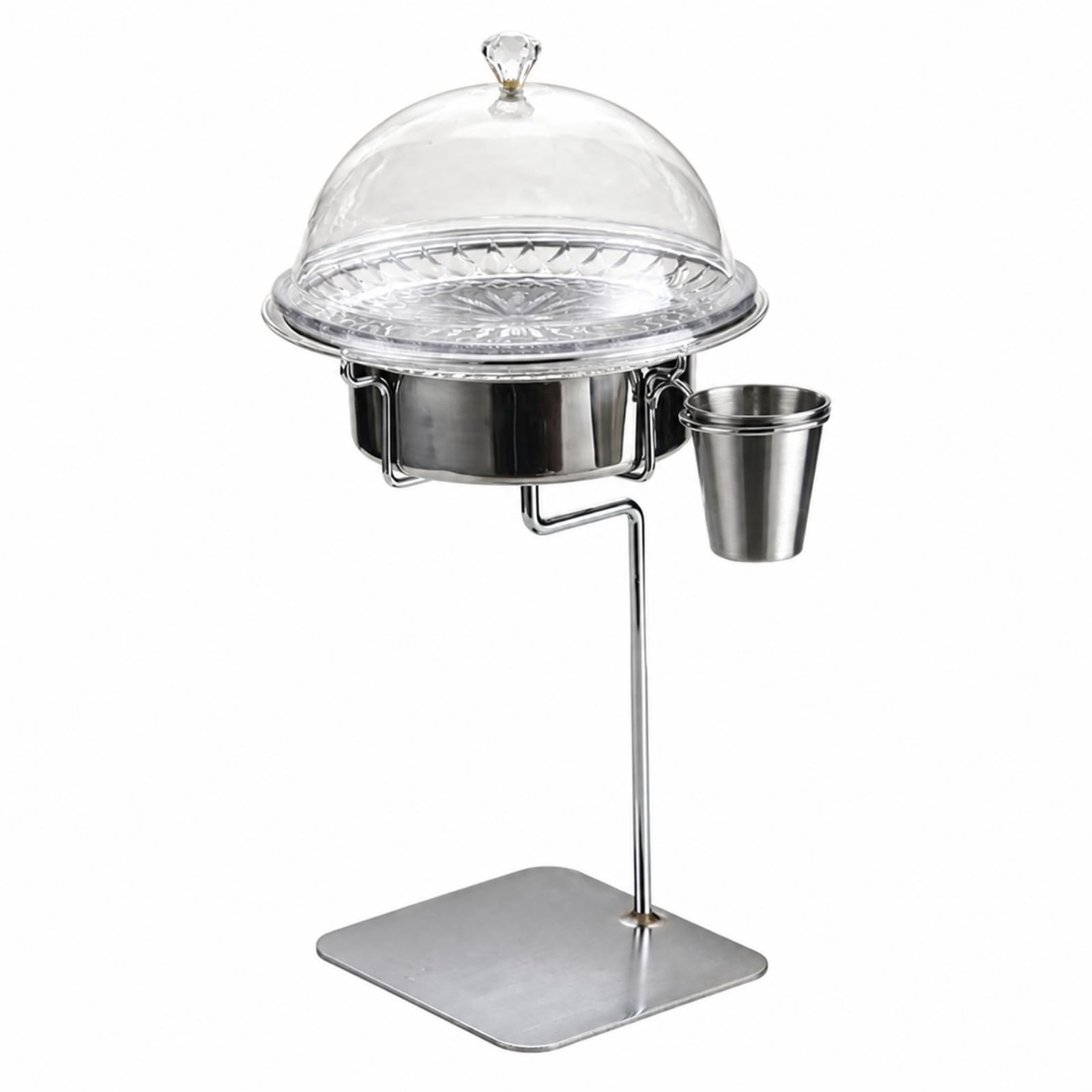 Verkostungsstation mit Kuppel | freistehend, transparent, Verkostungsständer, für Verkaufstheke, Supermärkte, Bäckereien, 3-Teiliges Set