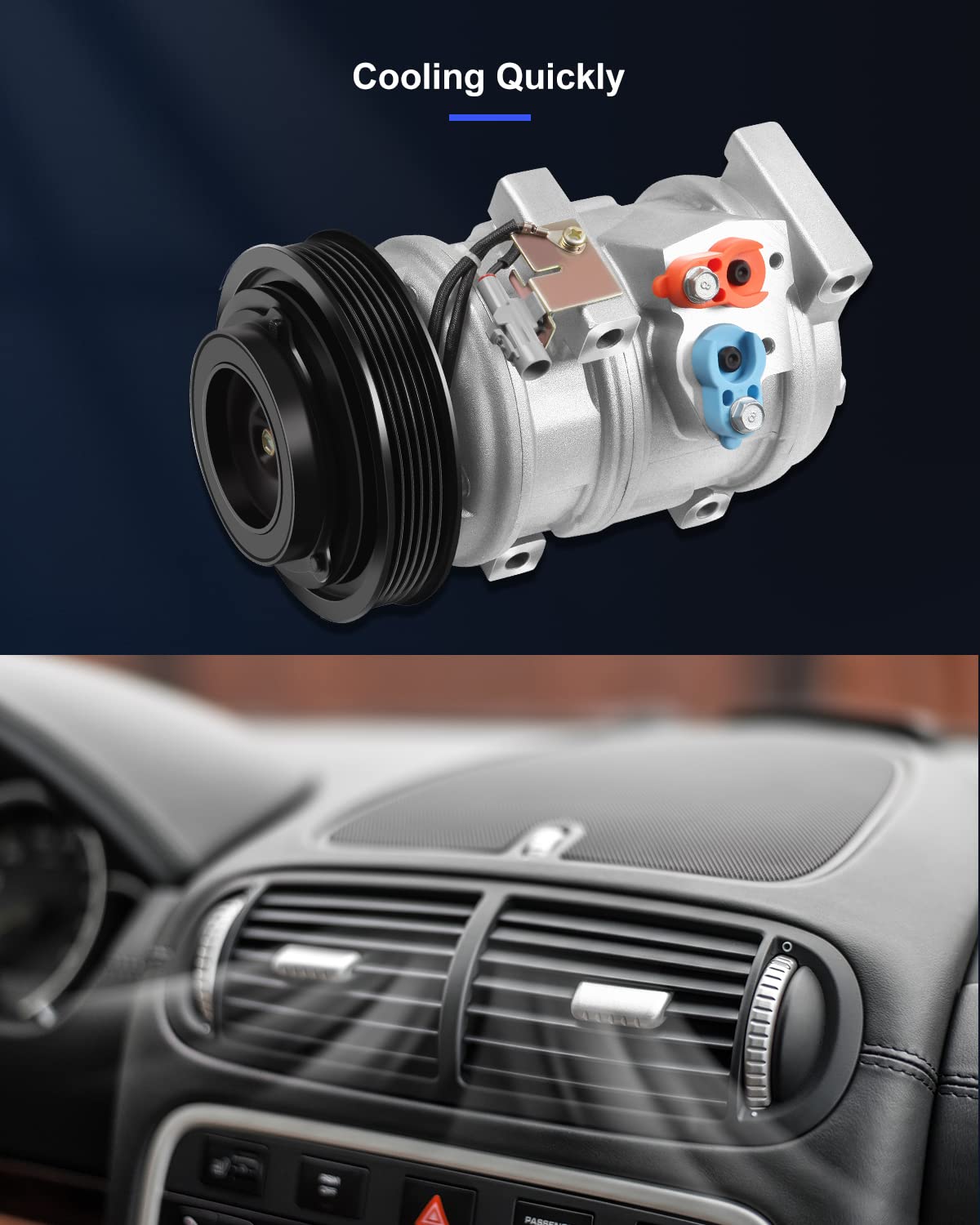A/C Compressor For Toyota Sienna 2004-2006 3.3L & 2007 3.5L (10S20C) 97310