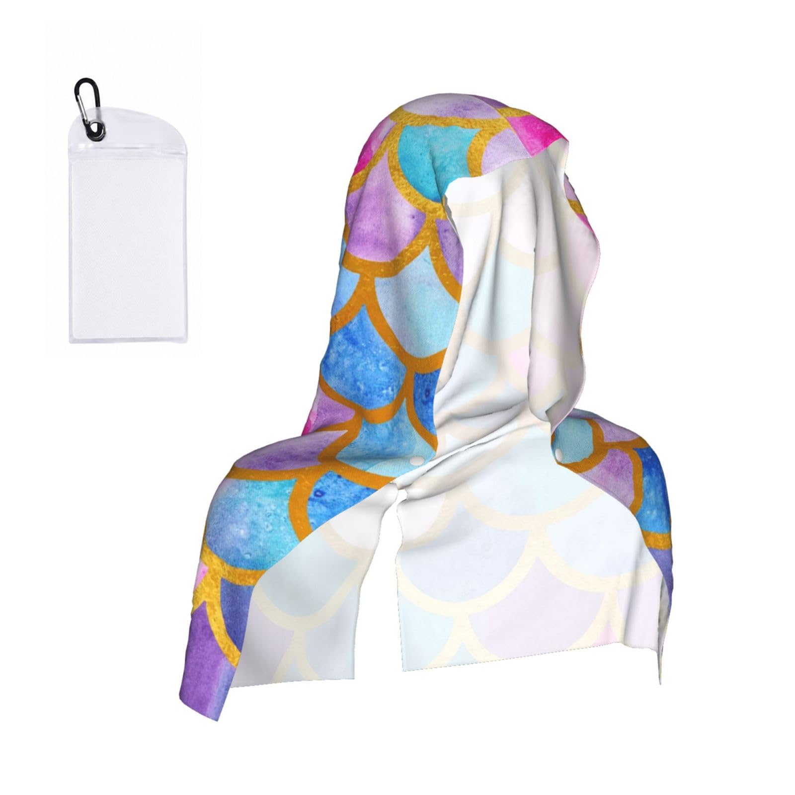 EZDLOWVBA Colorful Rainbow Print 2 Pack Cooling Hoodie Towels,Sports Headscarf, Neck Wrap Scarf,Breathable Cooling Towel For Neck And Face, Travel, Swimming, Training