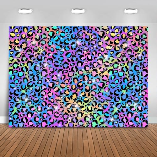 Fondo Neón Arcoíris Leopardo 7x5ft para Fotografía miniatura 1