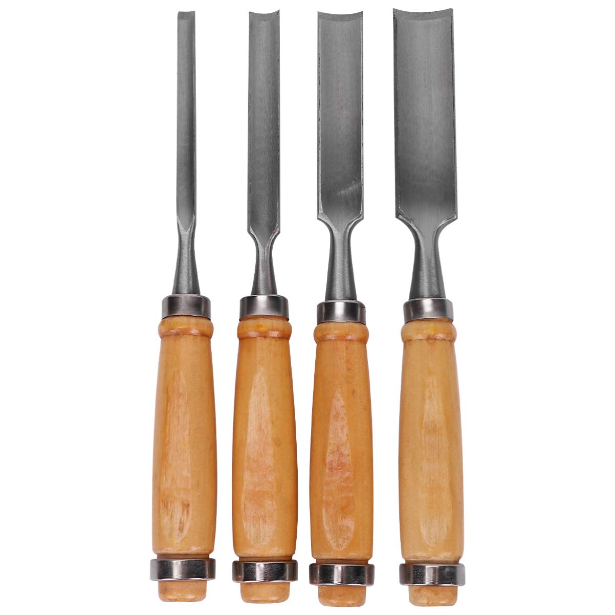 ULTECHNOVO Juego De 4 Cinceles De Madera Con Mango De Madera Maciza Para Tallado De Precisión Herramientas De Carpintería Para Talleres Y Artistas