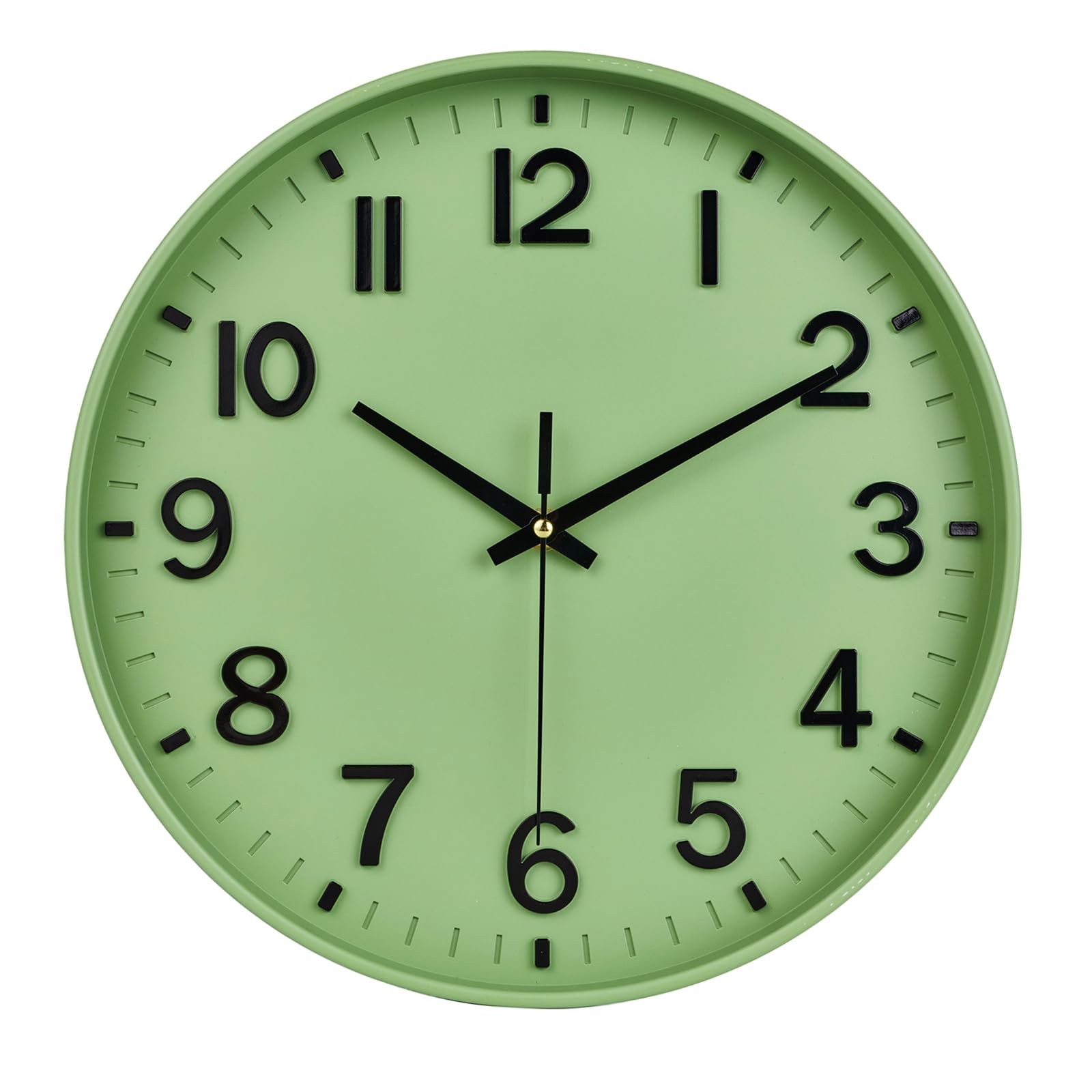 HZDHCLH Wall Clock 8 Inch Silent Non Ticking Quartz Modern Decorative Clock for Office Classroom Home Living Room Bedroom(Green Black)