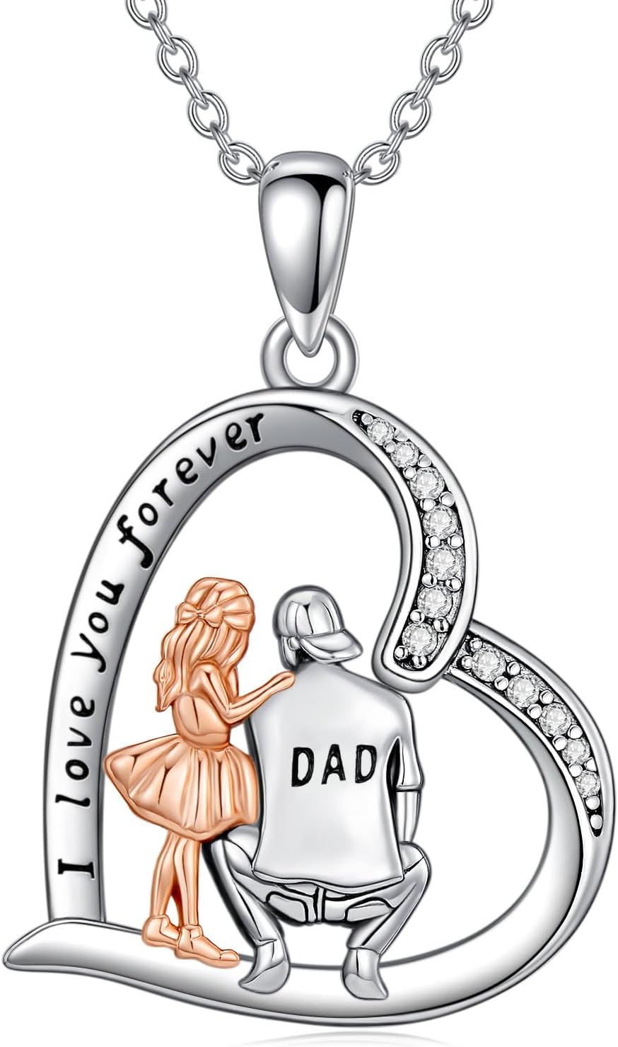 Dorunmo Father Daughter Necklace 925 Sterling Silver Mother and Daughter Necklace from Dad Picture Projection Christmas Jewelry Gift for Women