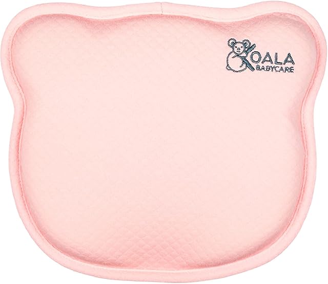 KOALA BABYCARE Plagiocephaly Baby Pillow with Two Removable Pillowcases to Help Prevent and Treat Flat Head Syndrome in Memory Foam - Koala Perfect Head - Pink