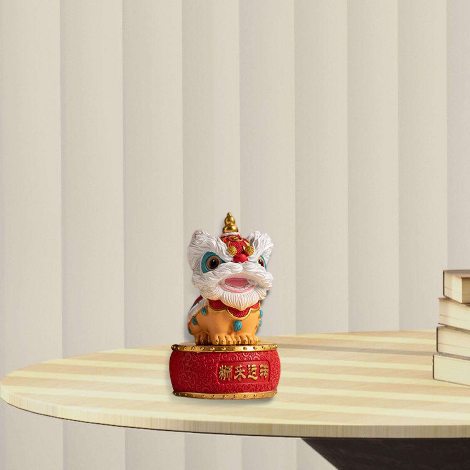 Statuetta di Leone Danzante, Statua Feng Shui, Decorazione Creativa per La Casa, Ornamento Cinese a Forma di Leone per Armadi, Scaffali E Ufficio, Rosso
