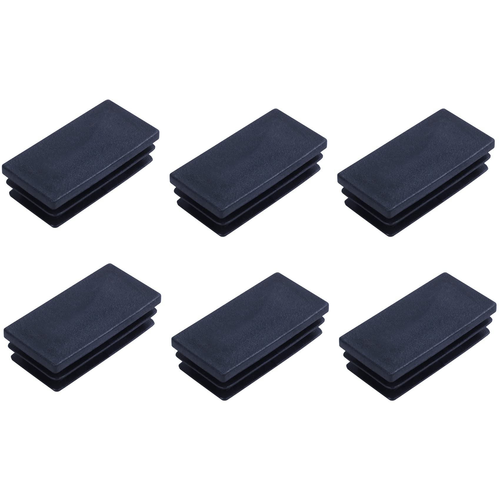 Hndhbfgrt Plastic Rectangle Blanking End Tube Caps Inserts 25X50mm 180Pcs Black