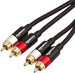 Amazon Basics 2 RCA Audio Cable for Amplifier,Active Speakers or Subwoofer with Gold-Plated Plugs, 15 Feet, Black
