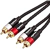Amazon Basics 2 RCA Audio Cable for Amplifier,Active Speakers or Subwoofer with Gold-Plated Plugs, 15 Feet, Black