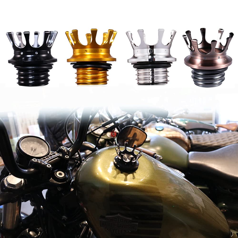 Tappo Carburante In Alluminio CNC Per Harley Sportster XL 883, 1200, 48 (1996-2014) - Nero, Resistente E Impermeabile