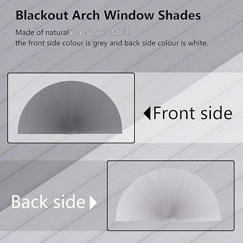Miniatura 2 de SEEYE Persianas opacas para ventana de arco, persiana de tela plisada (radio 36 pulgadas), persianas semicirculares celulares sin cables, sin