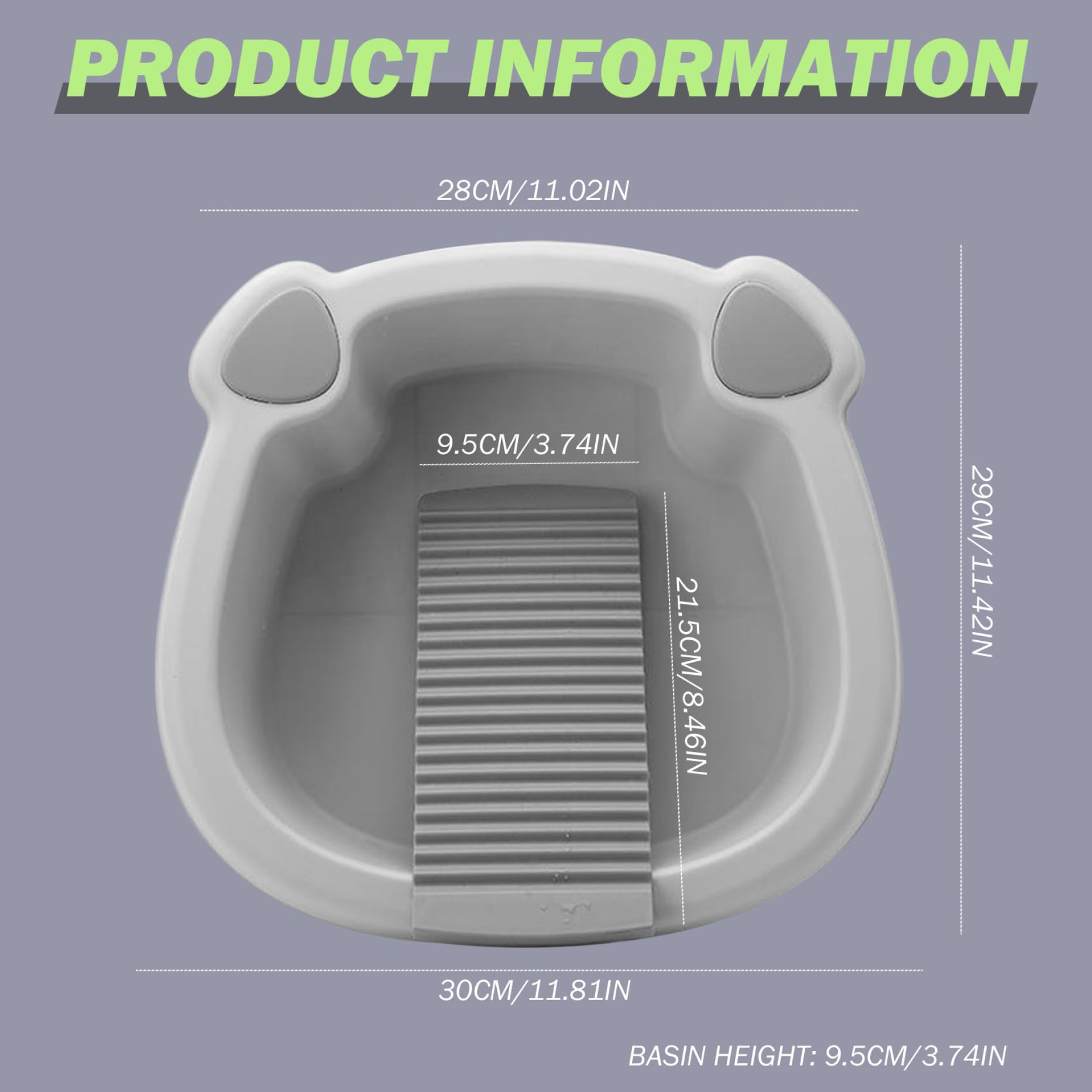 Lavabo con asse per lavare integrato Antiscivolo Portatile con ampia vasca Asse per lavare in plastica per a mano i vestiti, calzini, piccoli articoli
