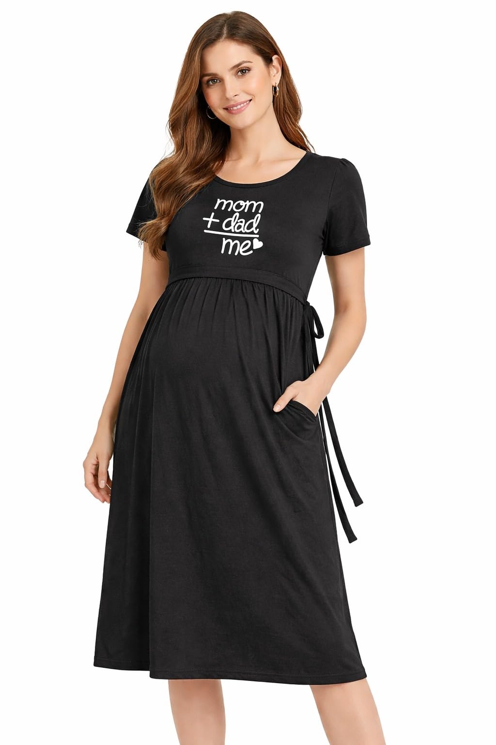 PREETHIKA Collection Women Maternity Nighty Gown | Knee Length Nursing Night Dress for Pregnant Ladies | Soft Comfortable Maternity Nightwear for Pregnancy & Feeding