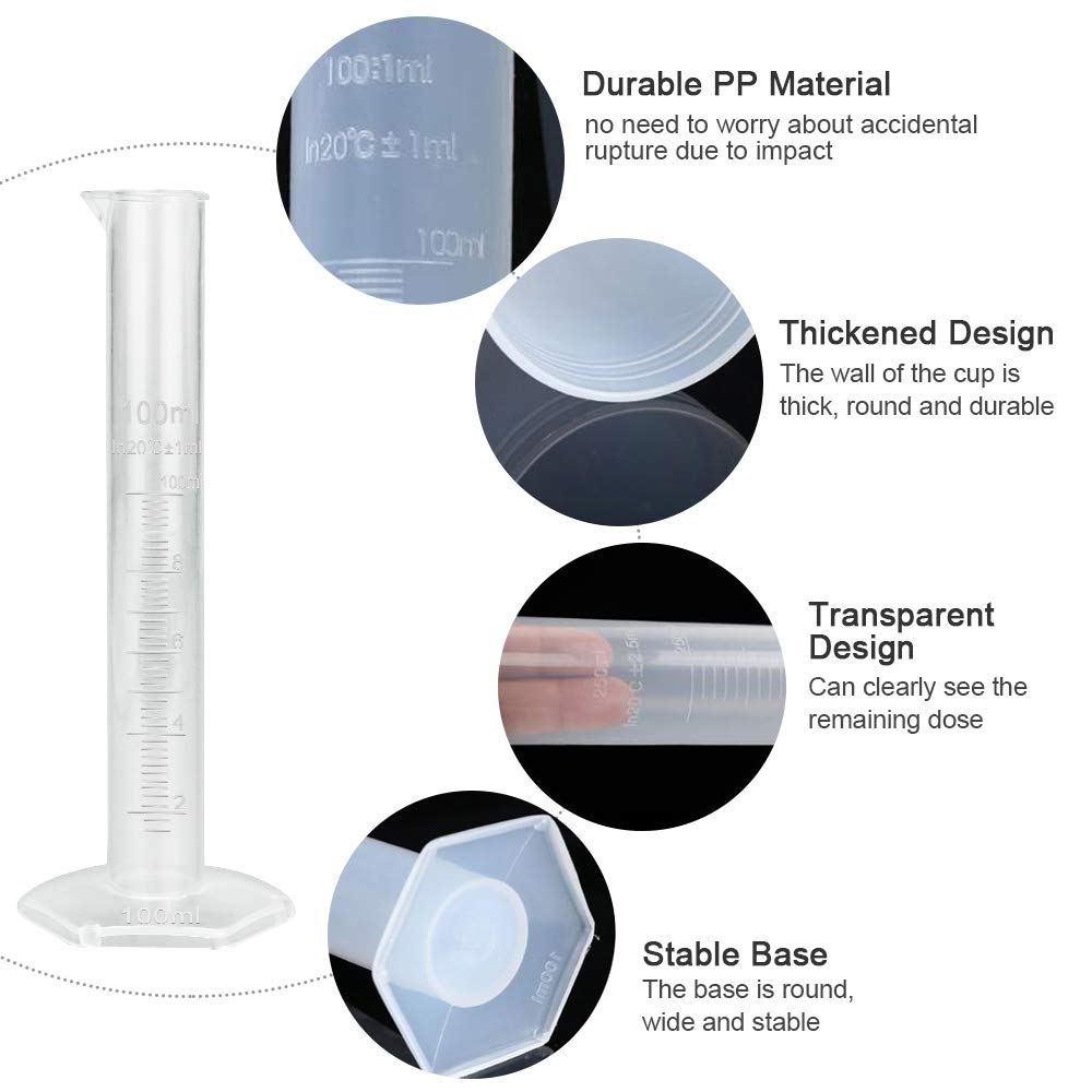 Probetas Graduadas 10ml 25ml 50ml 100ml Cilindros Graduados Plástico Laboratorio + Pipetas 3ml