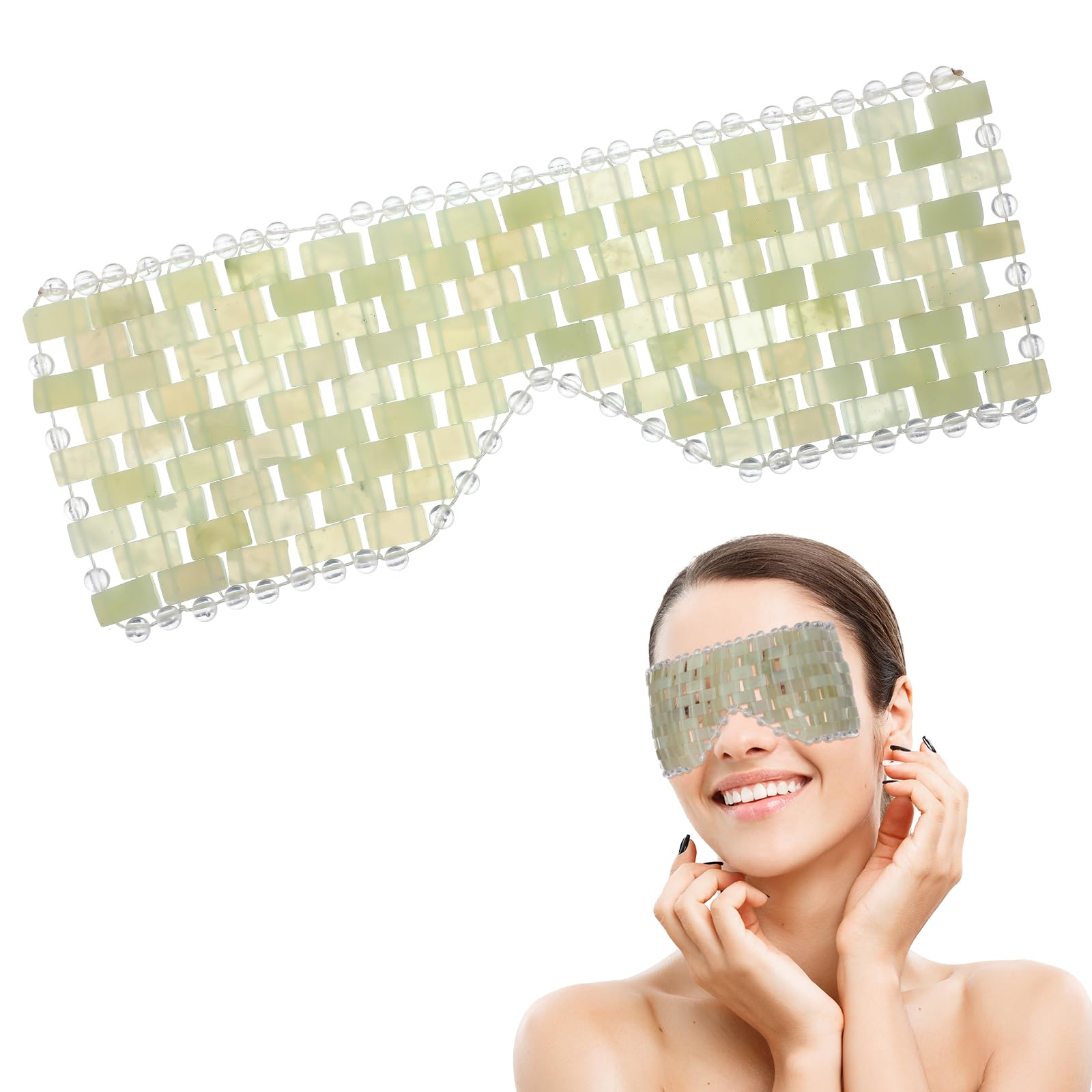 Jade Eye Mask, Facial Eyes Sleeping Mask Relief Eye Cover, Facial Cooling Mask for Hot & C...