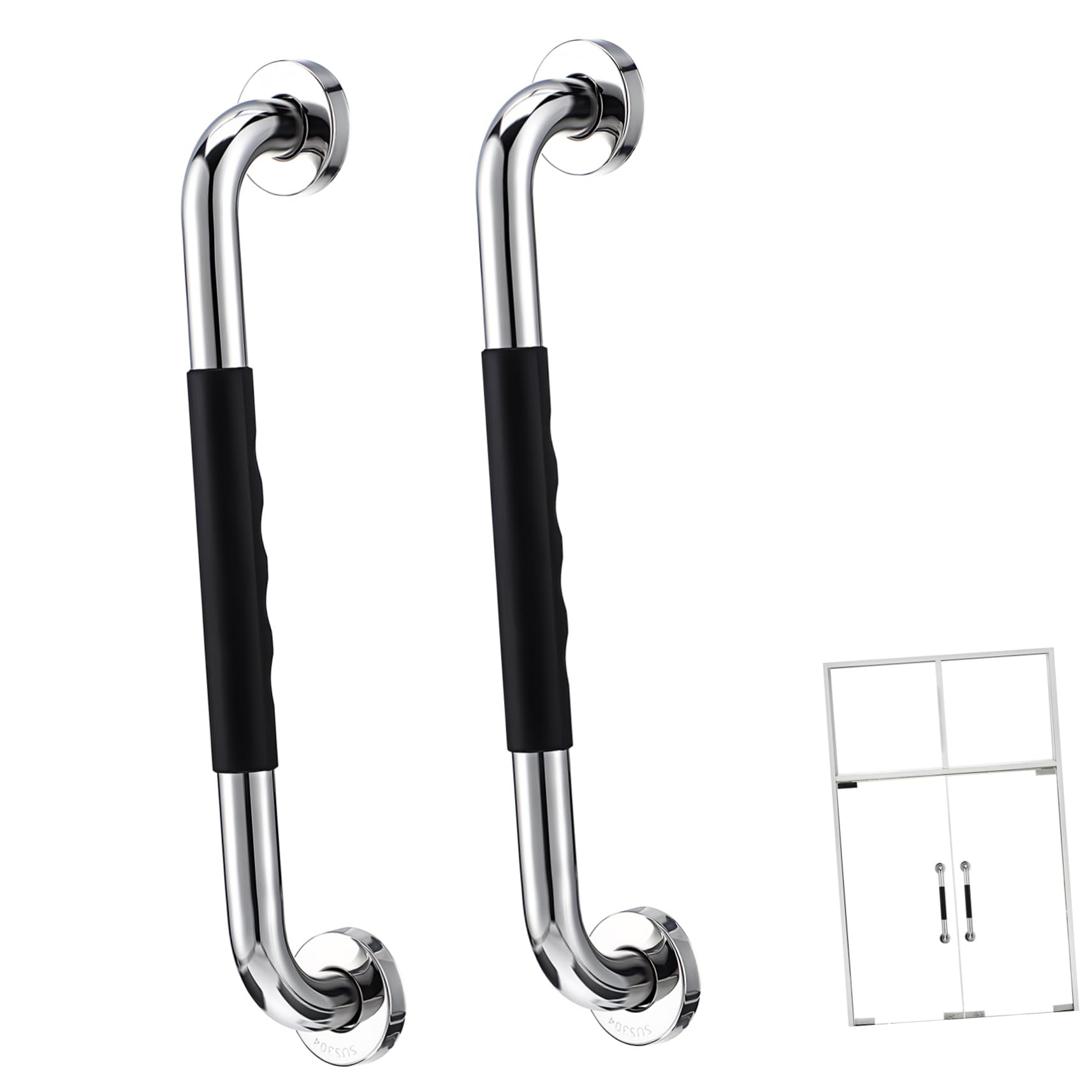 Barres D'appui de Salle de Bain en Acier Inoxydable 304 Noir