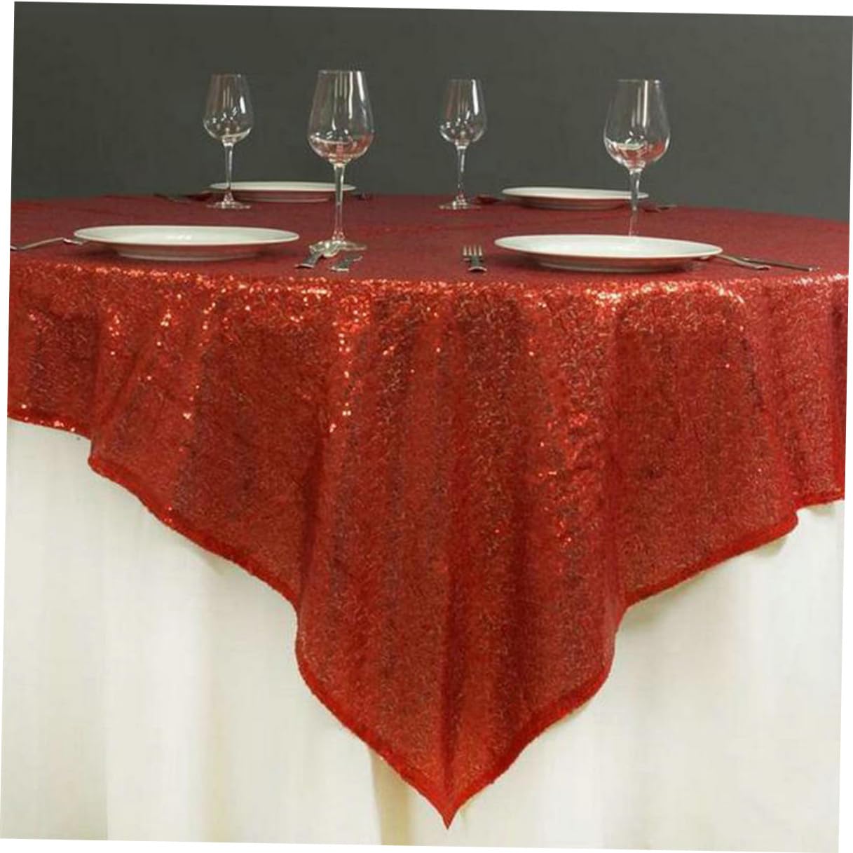 Mantel de Lentejuelas Bordado para Bodas y Fiestas, 120x180 Cm, Mantel Rojo Elegante para Decoración de Mesa y Accesorios de Mesa, Adecuado para Eventos y Celebraciones