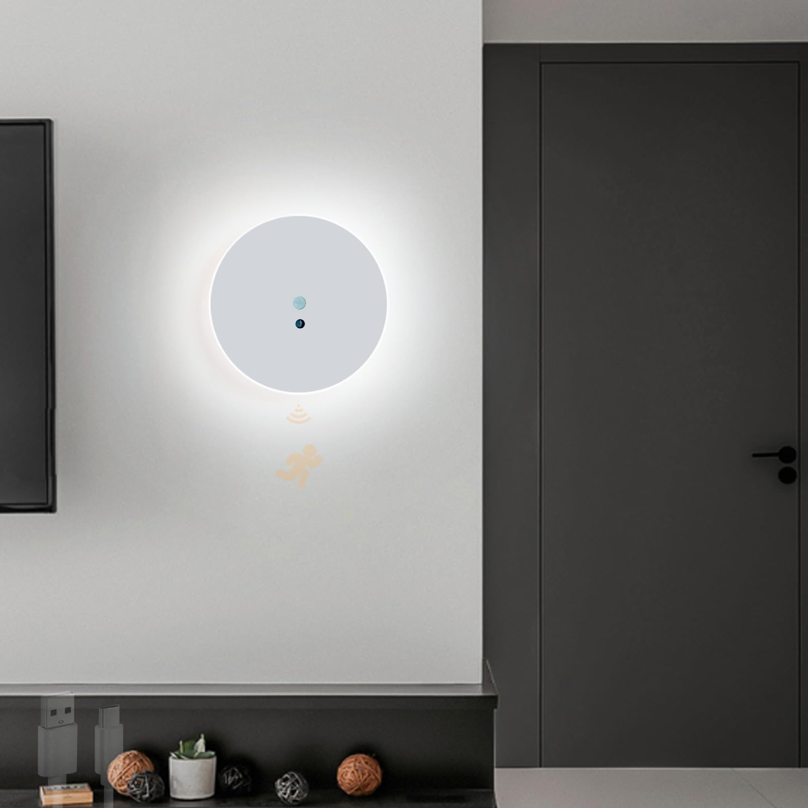 Luz de pared USB recargable para iluminar pasillos oscuros sin cables 8