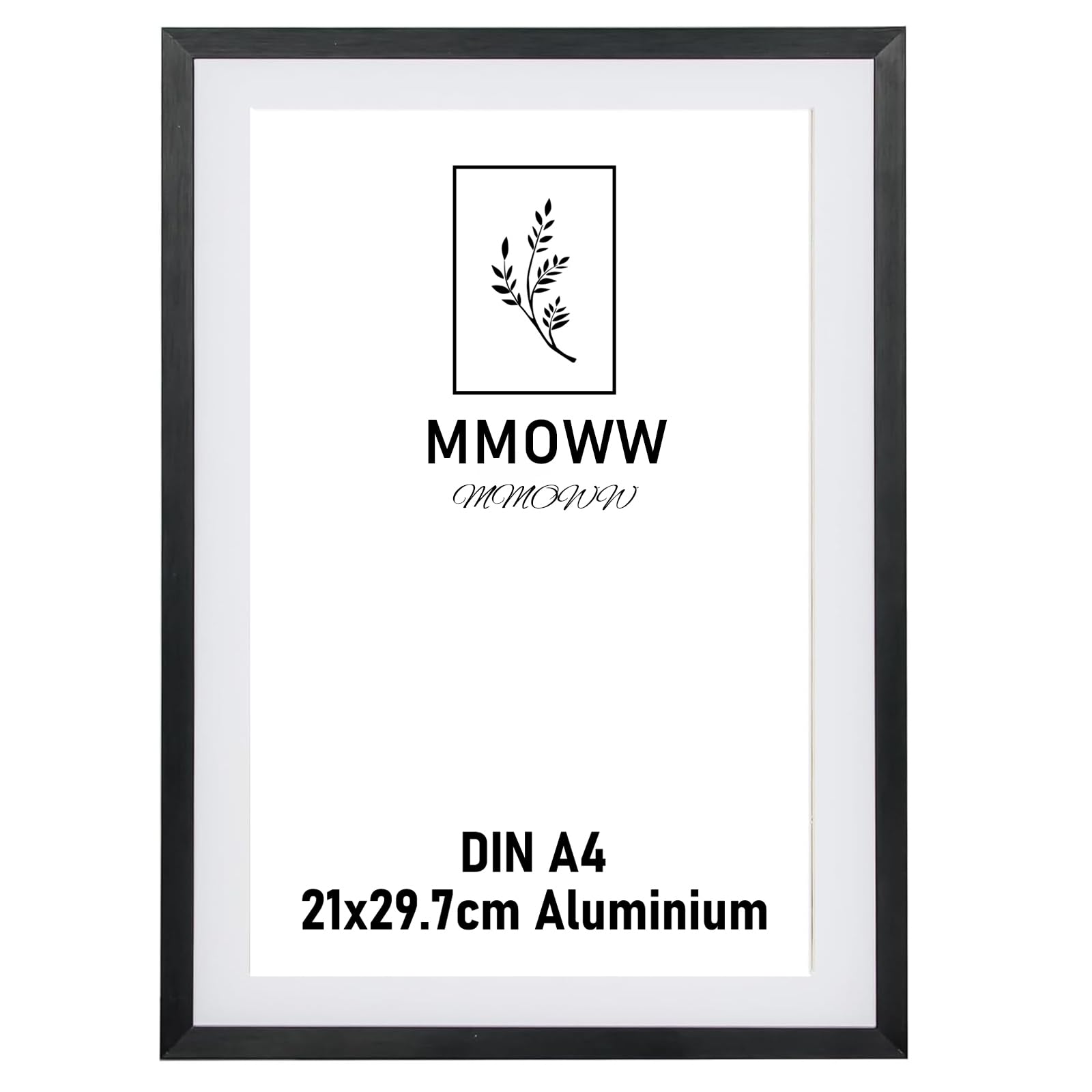 MMOWW A4 Photo Frame Aluminum, Shatterproof Acrylic, Wall/Tabletop, Black