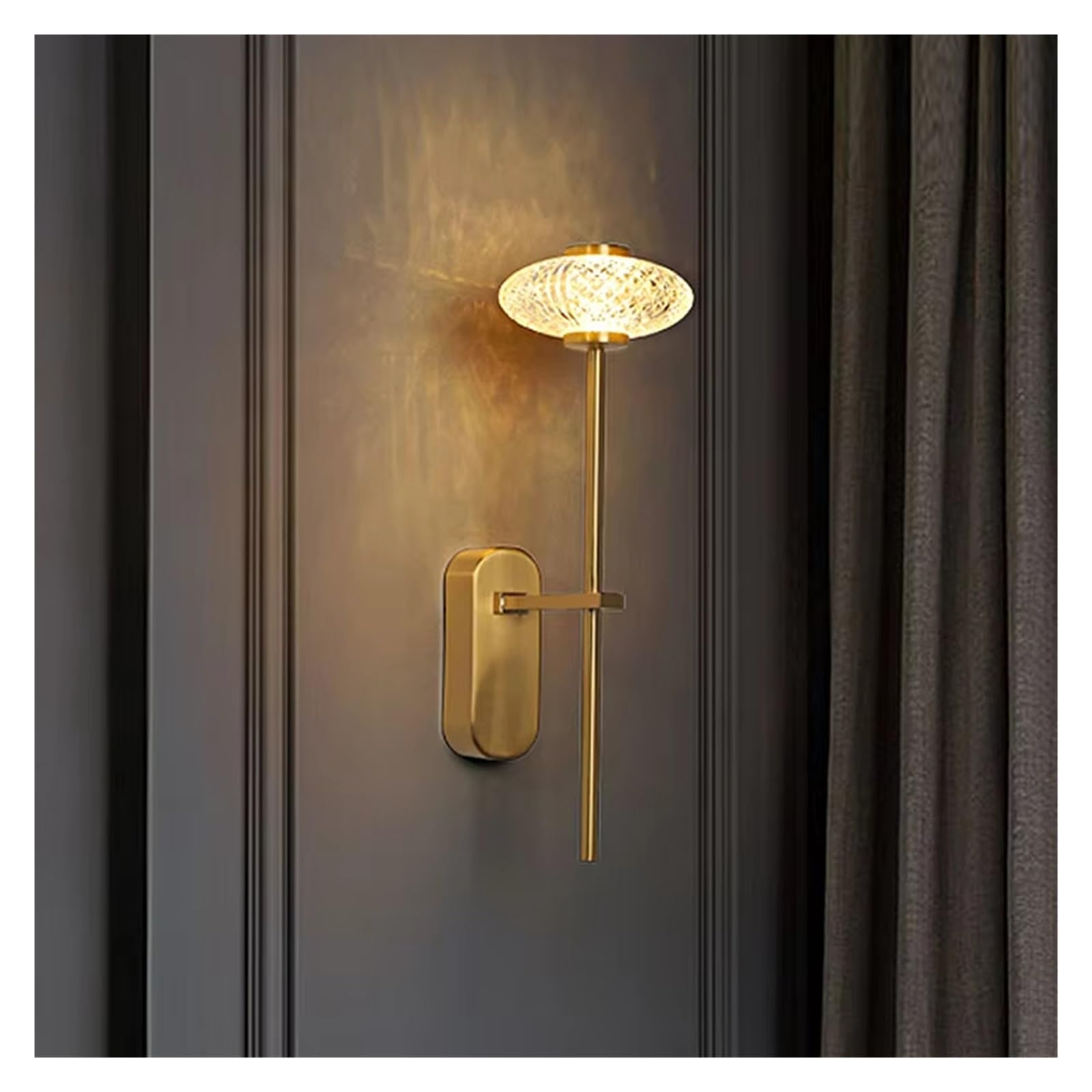 ASerZenith Nordic Copper Wall Lamp Bedroom Bedside Modern Hotel Villa Corridor Living Room Background Lighting,Cool White-13 * 40Cm