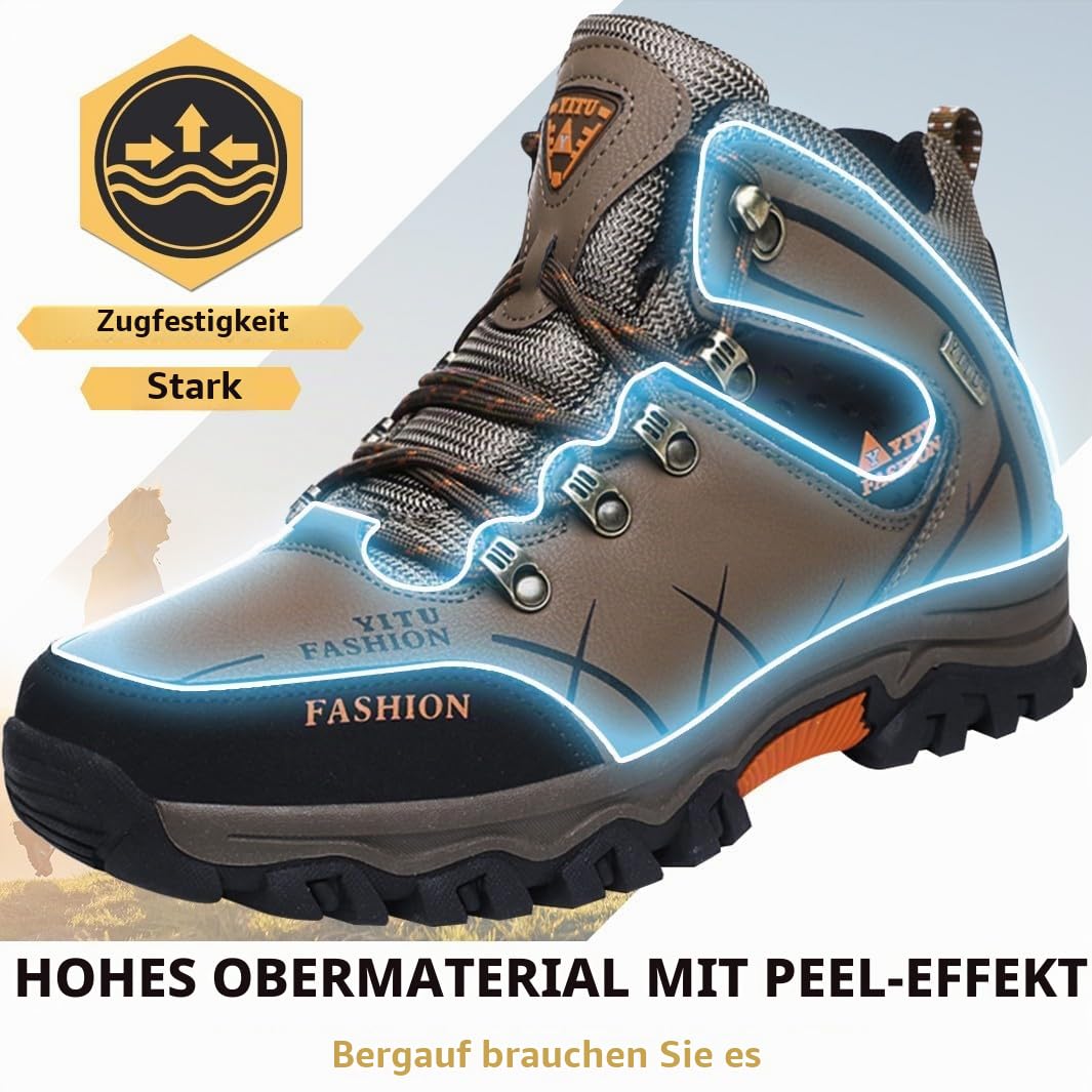 Littleplum Herren Wanderschuhe mit Warm Gefütter Atmungsaktiv Outdoor Trekkingschuhe Rutschfeste Hiking High Top Wanderstiefel Leichte Sportschuhe