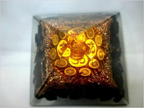 Miniatura 4 de Jet Turmalina Orgón Aum Pirámide Chakra Equilibrio de 2.5 pulgadas Natural Cargado Armonizador Energía Activación 3er Ojo Meditación Vastu Curación