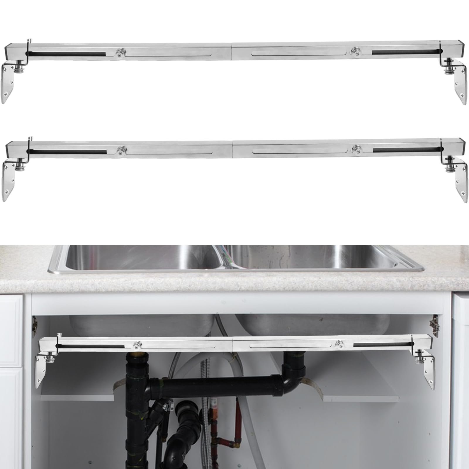 2PCS Undermount Kitchen Sink Brackets, 71-100cm Adjustable Sink Legs