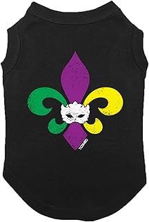 Fleur De Lis - Mardi Gras Mask Dog Shirt (Black, Medium)