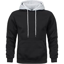 Wielsscca Mens Hoodies Pullover Color Block Fleece Long Sleeve Sweatshirt Tops with Pocket