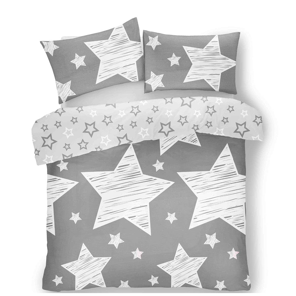 GC GAVENO CAVAILIA Kids Super Star Duvet Cover Set Double, Grey, Double Duvet Set (200x200cm) - Image 2