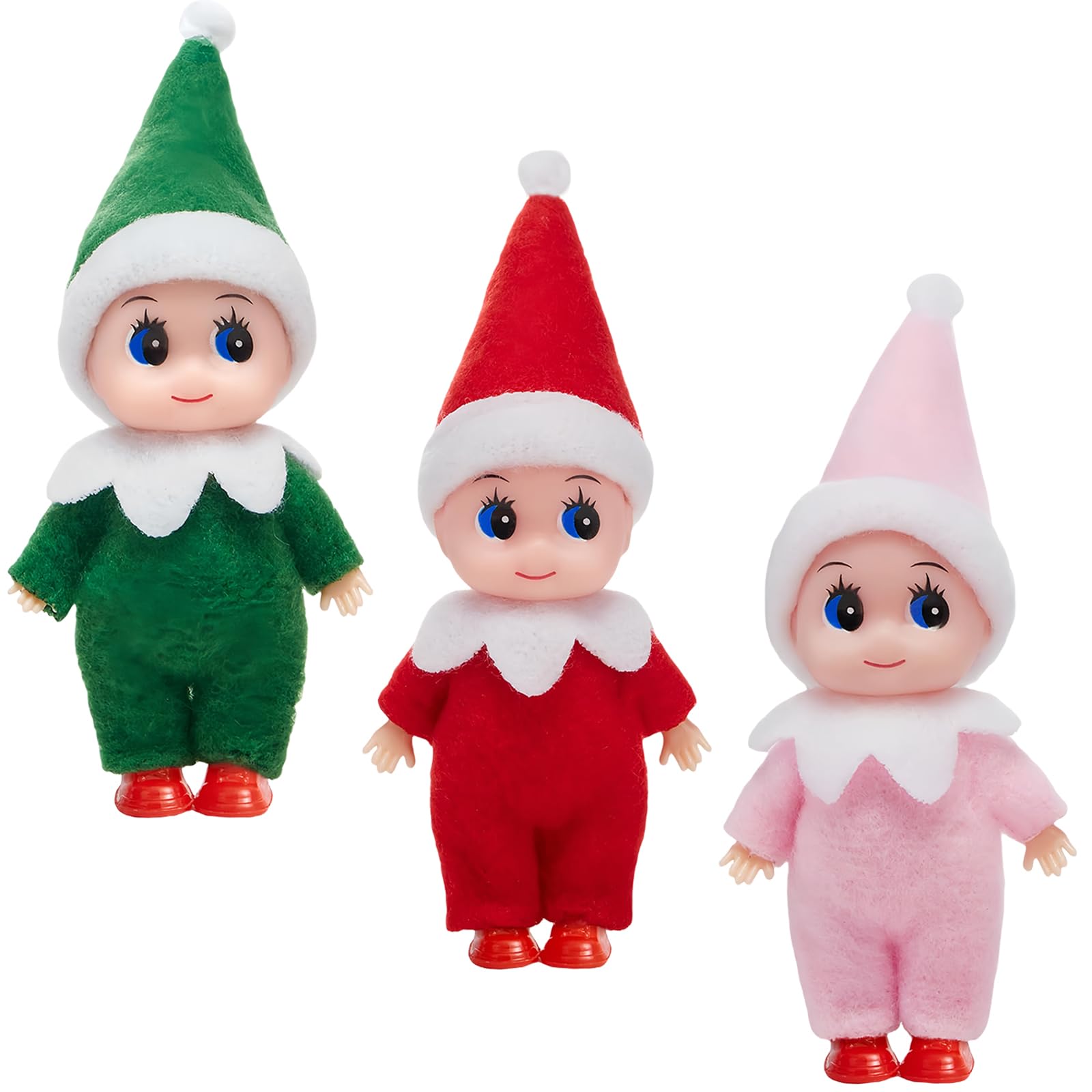 3pcs Mini Baby Elves Christmas Elf Baby Dolls for Girls Boys,Cute Little Elfs Twins Tiny Christmas Dolls Elf Accessories,Girl Elf Small Elf Baby Doll Elf Novelty Gift for Kids Xmas Stocking Stuffers