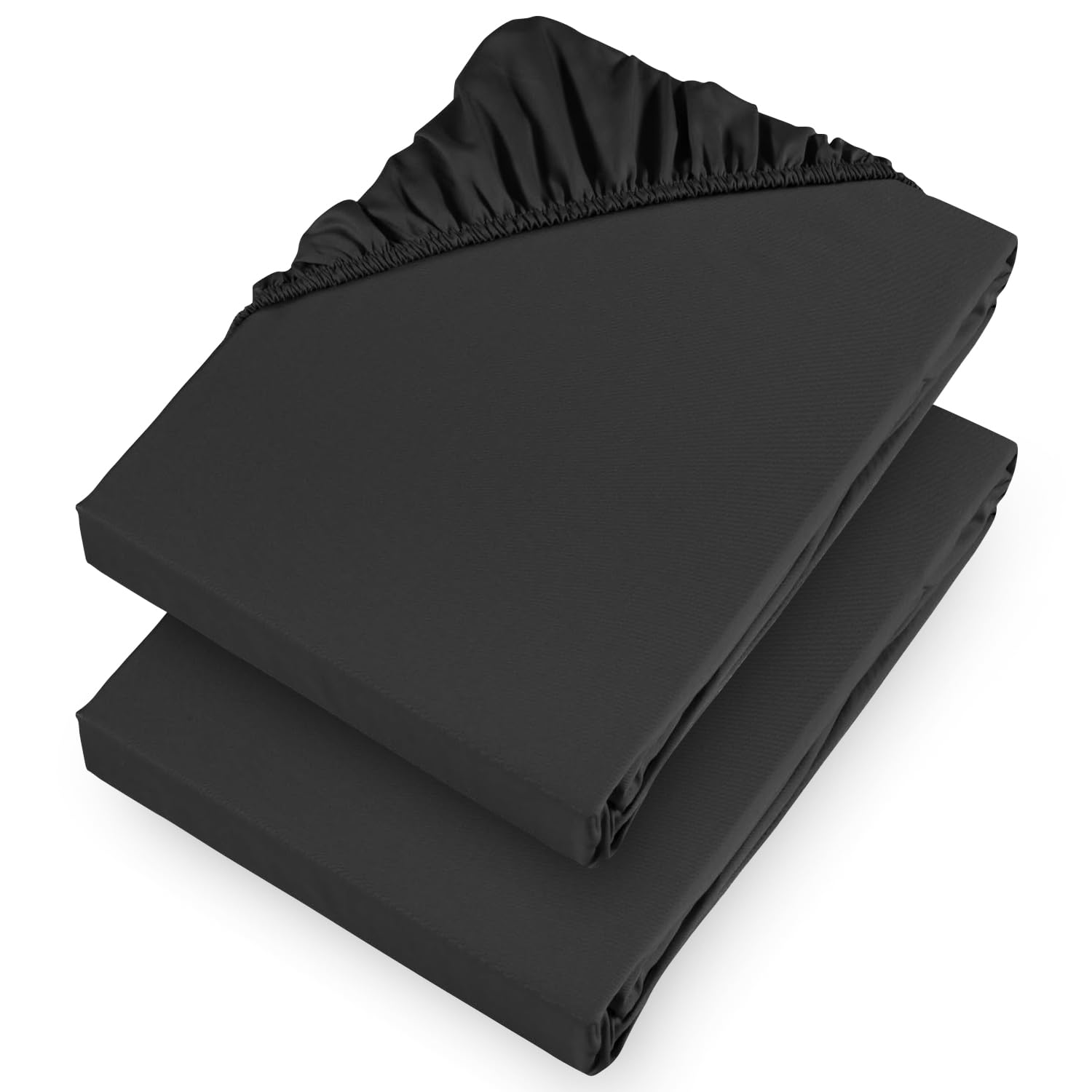 Aspire Homeware Super King Fitted Sheet 2 Pack 25 Cm Deep Pocket 10 Inch Hotel Quality Black Bed Sheets - Soft & Breathable Fitted Bed Sheet Shrinkage and Fade Resistant Bottom Sheet — image 1