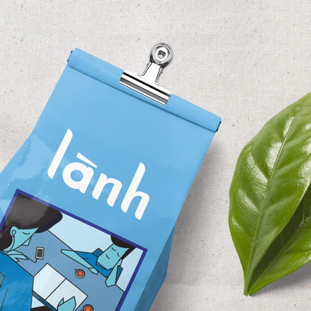 Paquete de 24 clips de papel de bulldog plateado/clip de bisagra de metal para manualidades, bolsas de alimentos, dibujos, fotos en casa, cocina y oficina, 1.25 pulgadas de ancho