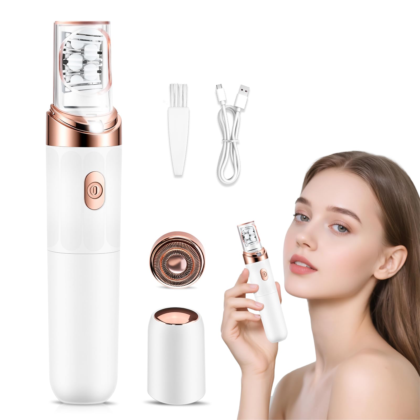 Epilatore Aischen per Donne, Epilatore Elettrico USB per il Viso, Rimozione Peli Facciali per Donne, Epilatore Corpo Indolore per Guance, Mento, Braccia e Ascelle