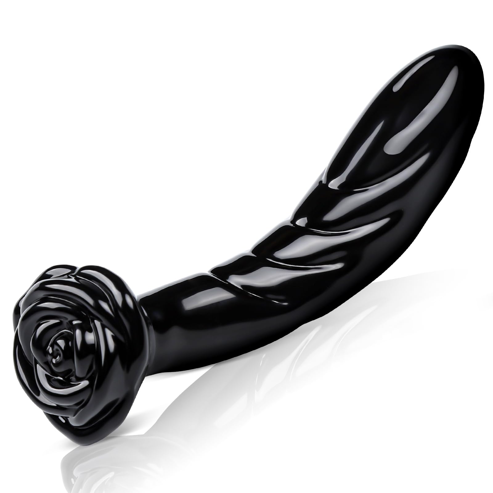 Anal Dildo Glass Butt Plug - Glass Dildo Anal Plug Adult Toys for Men Women with Rose Base