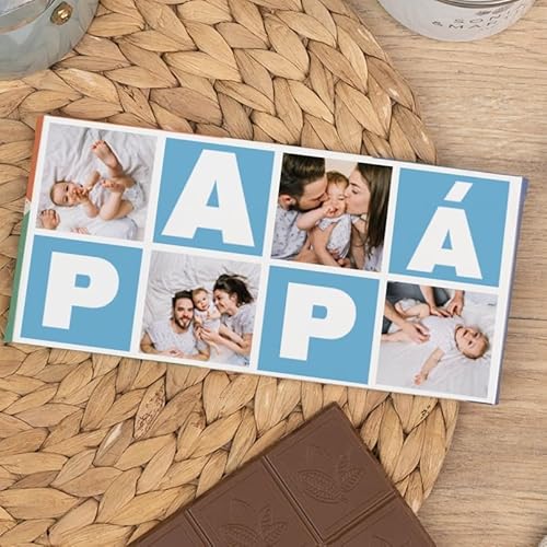 Imagen de Wanapix Tableta de Chocolate Personalizada Regalo Día del Padre Chocolate para Regalar 80gr Chocolate con Leche Letter papá