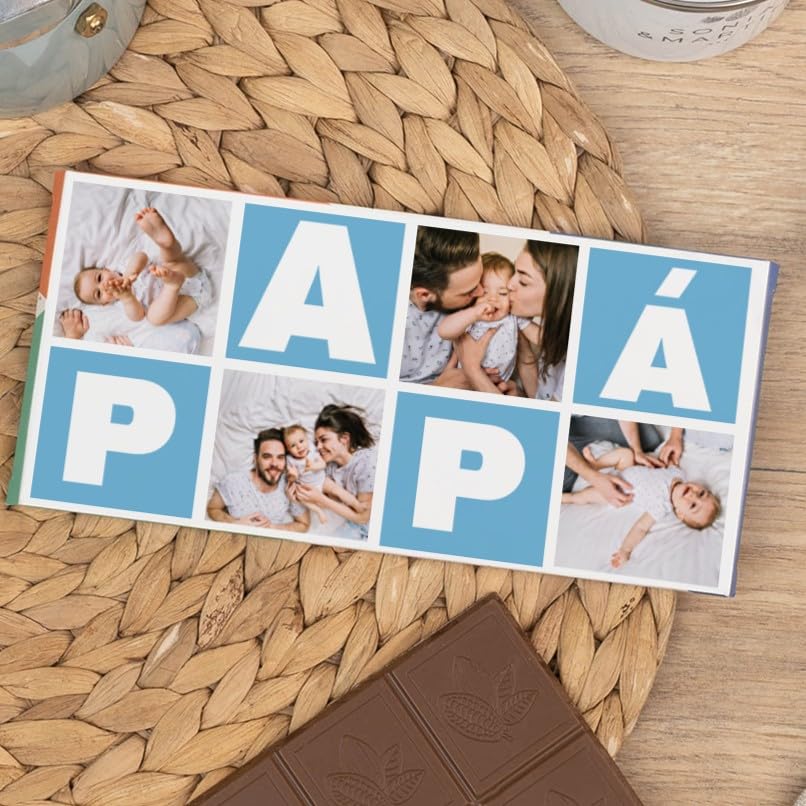 Wanapix | Tableta de Chocolate Personalizada | Regalo Día del Padre | Chocolate para Regalar | 100gr | Chocolate con Leche | Letter papá