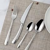 Zerophilo 16 Piece Silverware Set,Stainless Steel Flatware Set Spoon and Fork Set for 4,Kitchen Utensil Cutlery Set Mirror Finish Dishwasher Safe Gift Package (silver)