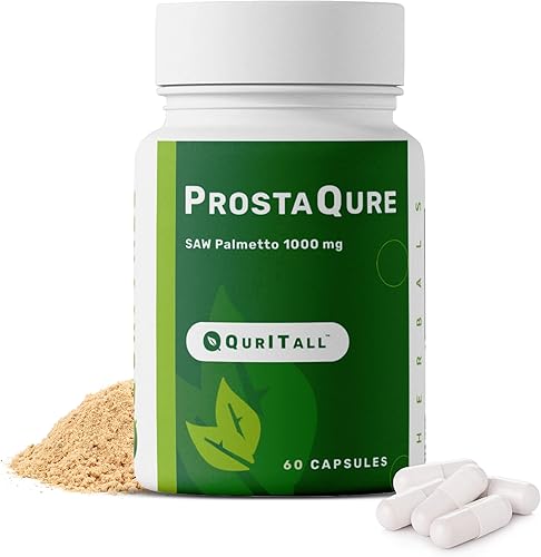 ProstaQure Saw Palmetto 1000 mg - Suplementos de próstata para la salud masculina - Disminuye la micción nocturna y mejora el flujo de orina - 60