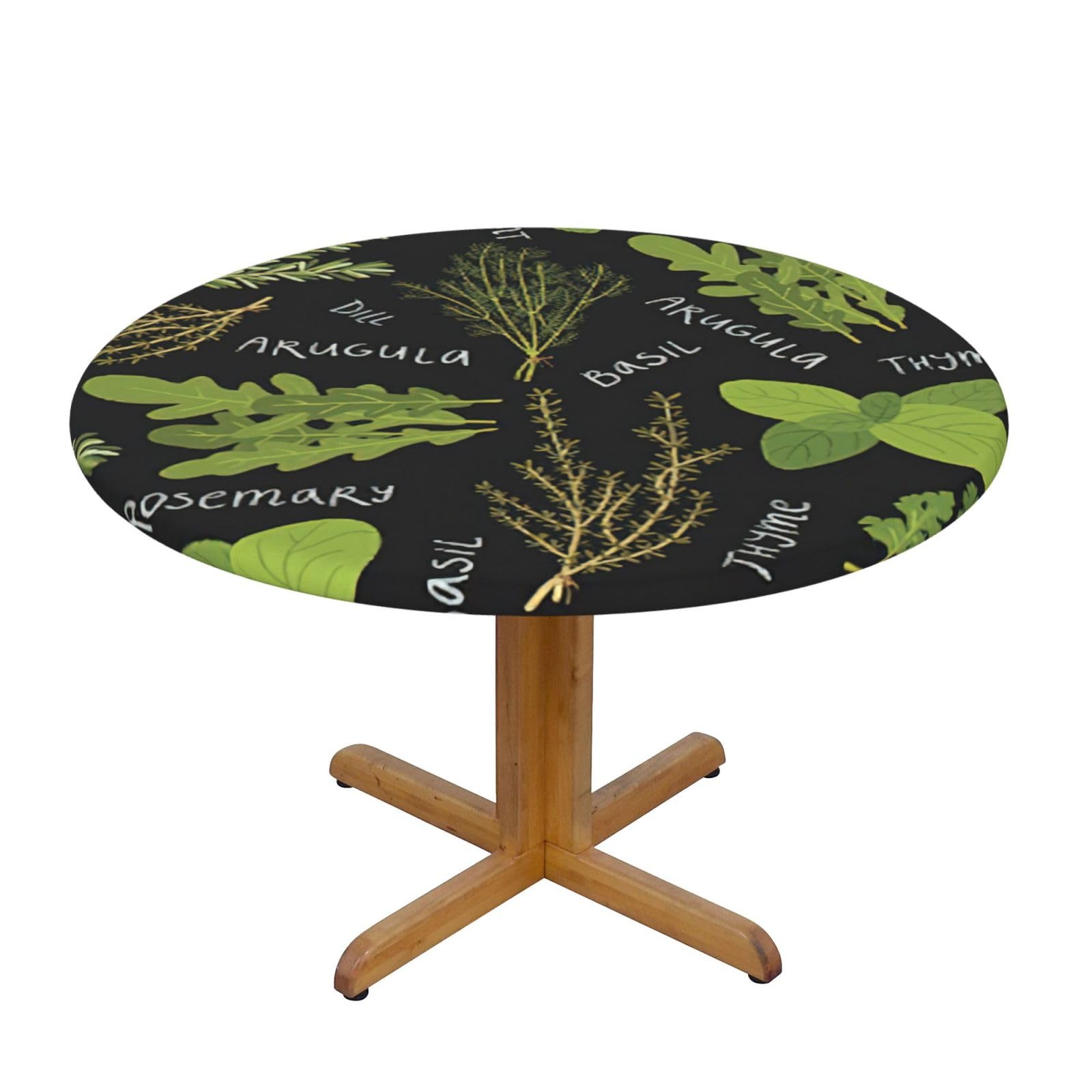 Basil Thyme Dill & Rosemary Print Oxford Wipeable Tablecloth Oil-Resistant Outdoor Table Cover Reusable Birthday Table Protector