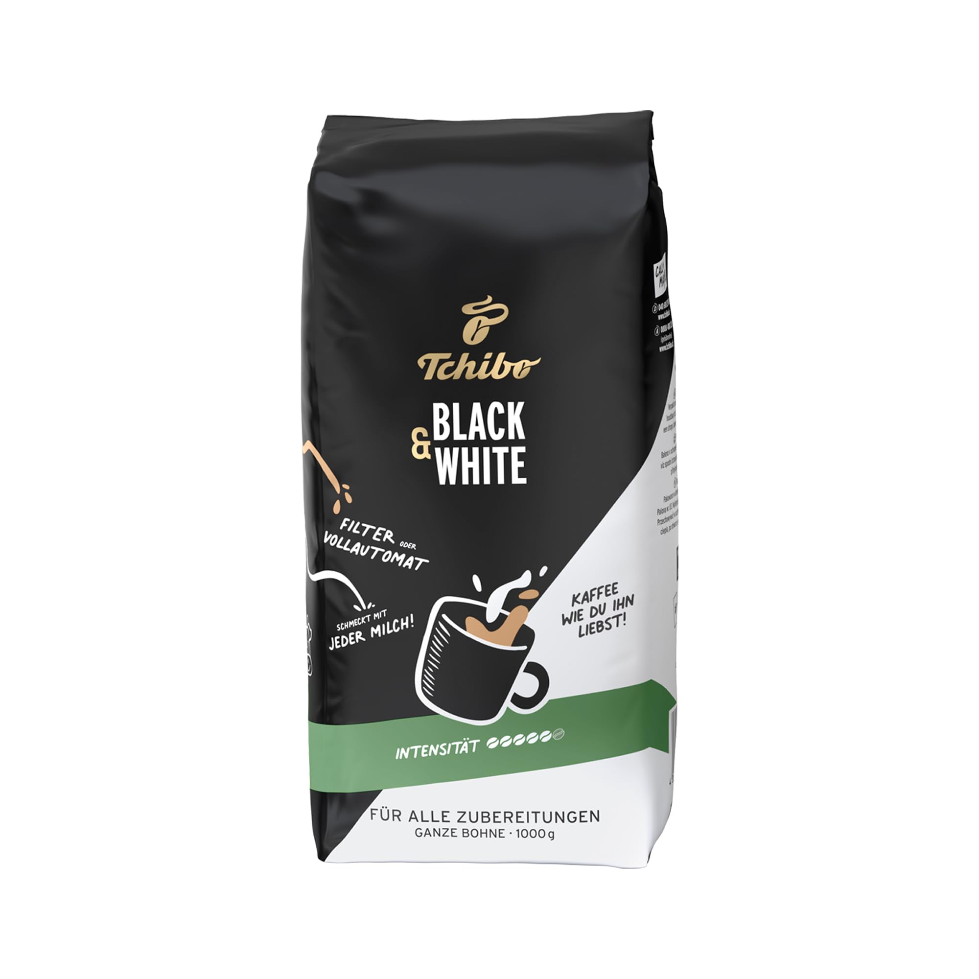 Tchibo Black & White Ganze Bohne 1 kg – Intensität 5/6