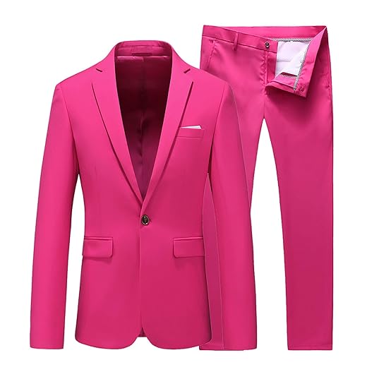 UNINUKOO Masculino Terno Slim Fit 1 Botão 2 Peças Festa De Casamento Férias Cor Sólida Ternos Smoking Para Homens Tamanho Eua 36 Rosa