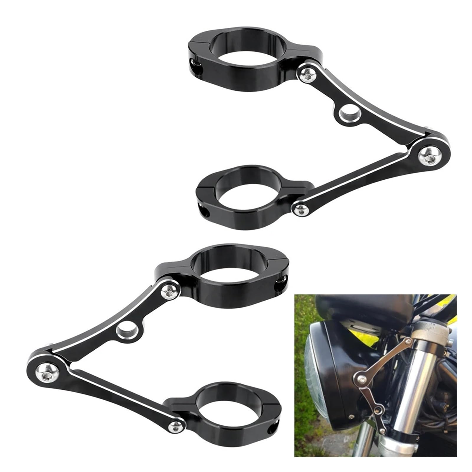 CNC Motorcycle Headlight Bracket Mount – Fits 39mm-41mm Fork – 7" Shell / Bucket