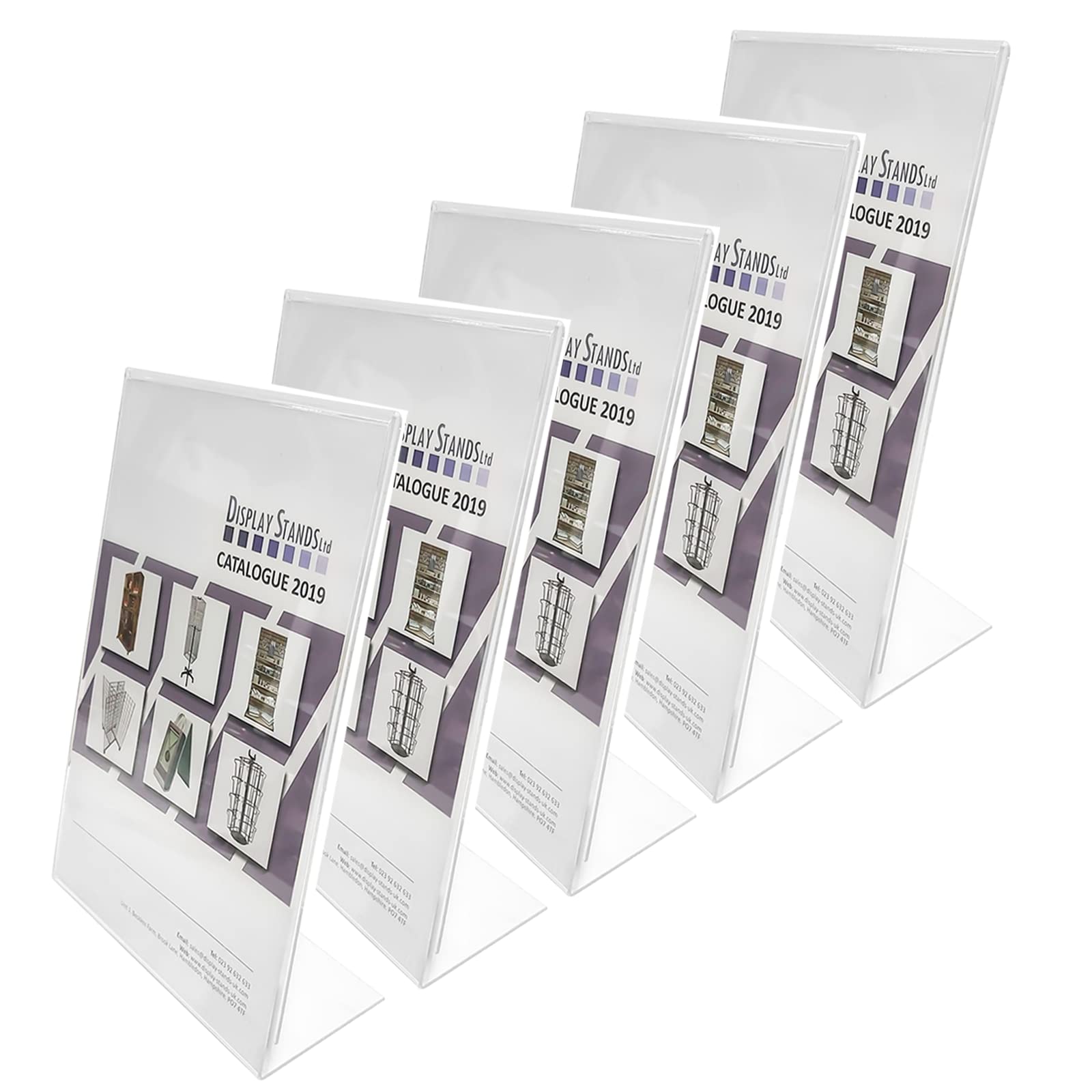 DSL Acrylic Poster Menu Holder - Portrait, Single Sided, Table Display Stand, Sign Holder, Perspex Freestanding Menu Holder (SU-PSS) (5, A4)