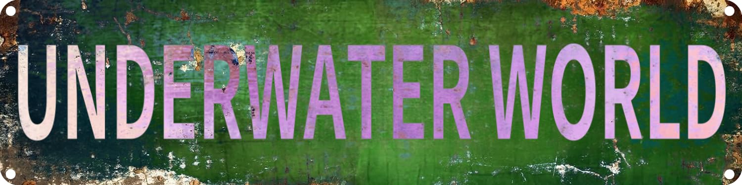 UNDERWATER WORLD Tin Sign Decor Retro Wall Decor For Home Coffee Bar Funny Aluminum Sign 4x16 Inch