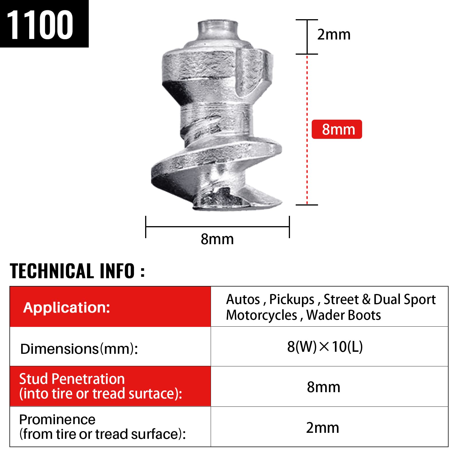 Amazon.com: JEEKVISEN Tire Studs, Screw Snow Carbide Spikes, Wheel